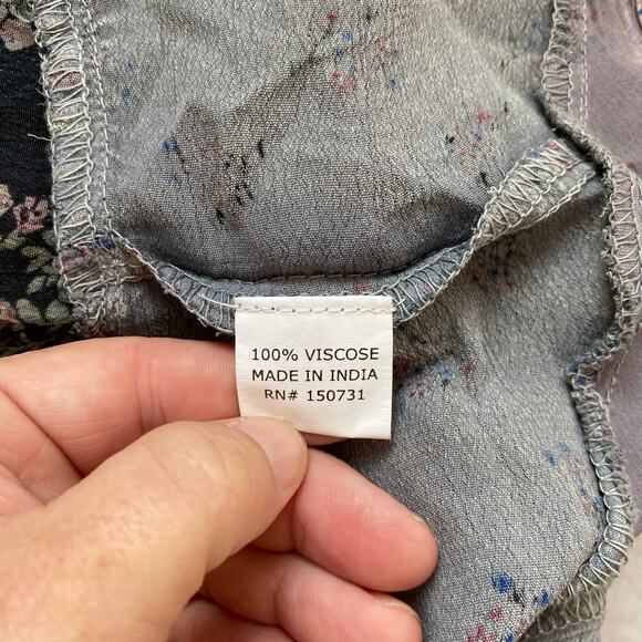 Young‎ Threads Small Patchwork Tunic Babydoll Dress V Neck Festival Boho Hippie - Picture 7 of 7